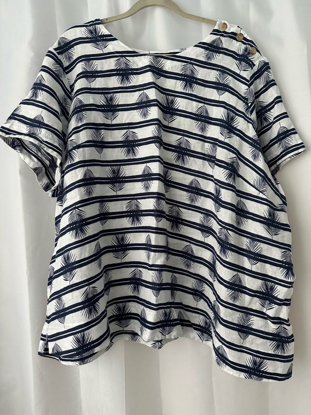 Lands' End Navy and White Striped Short Sleeve Tee